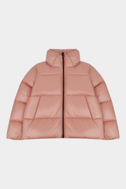 Giubbino Blauer Kids rosa modello Pingree in nylon lucido trapuntato con collo alto e chiusura zip per bambina