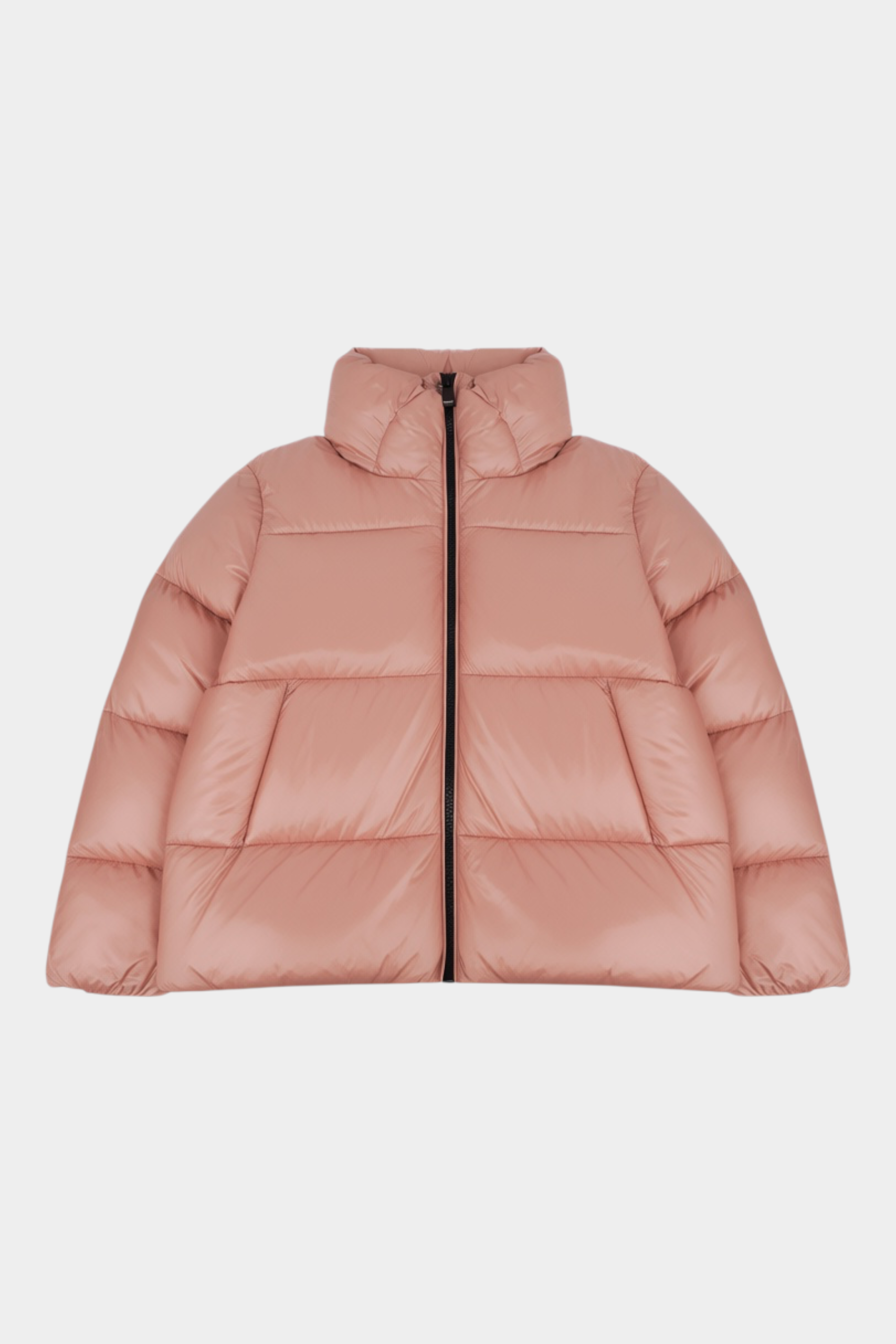 Giubbino Blauer Kids rosa modello Pingree in nylon lucido trapuntato con collo alto e chiusura zip per bambina