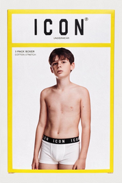 3 Pack Boxer Bambino Bianco ICON