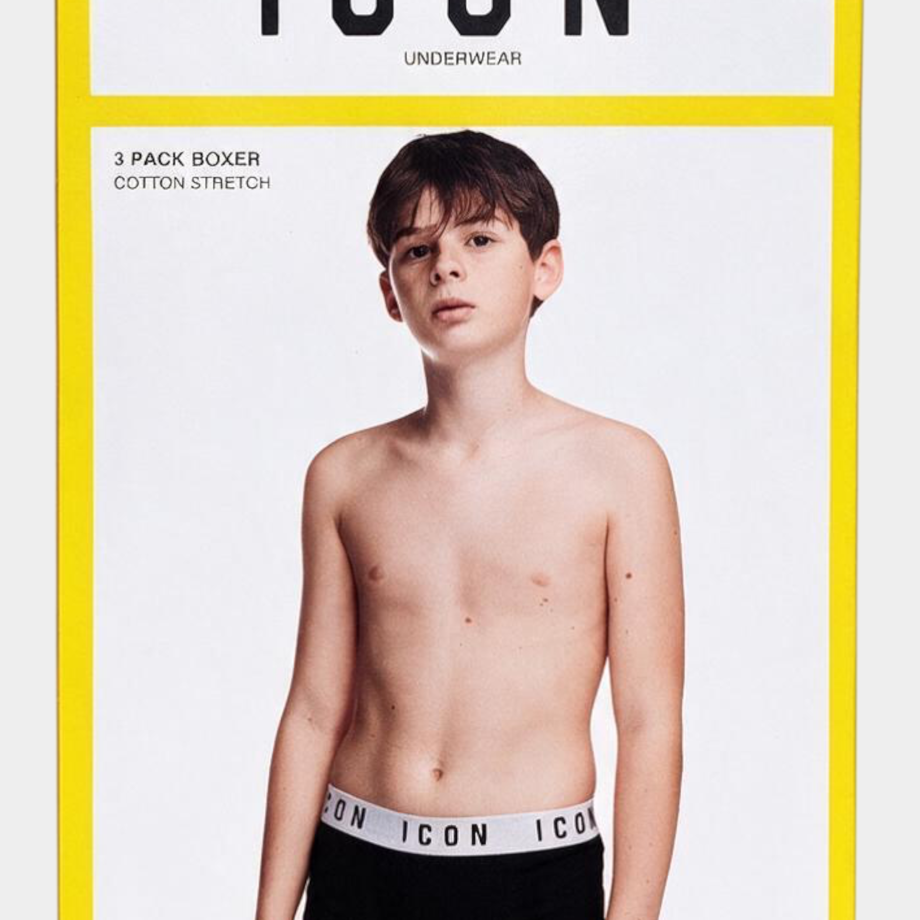 Confezione da 3 boxer neri in cotone elasticizzato Follower SRL con elastico logato ICON per bambino