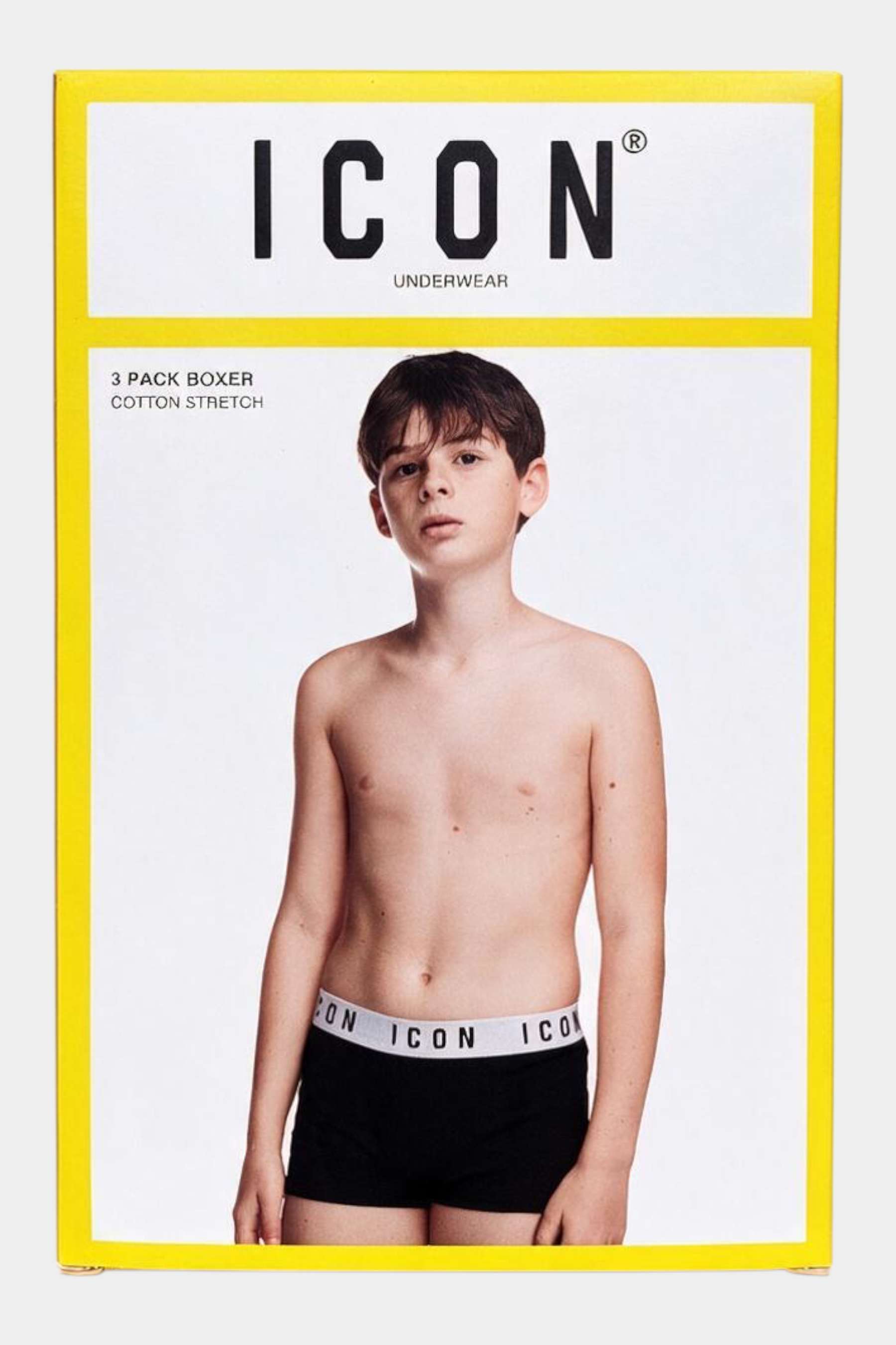 Confezione da 3 boxer neri in cotone elasticizzato Follower SRL con elastico logato ICON per bambino