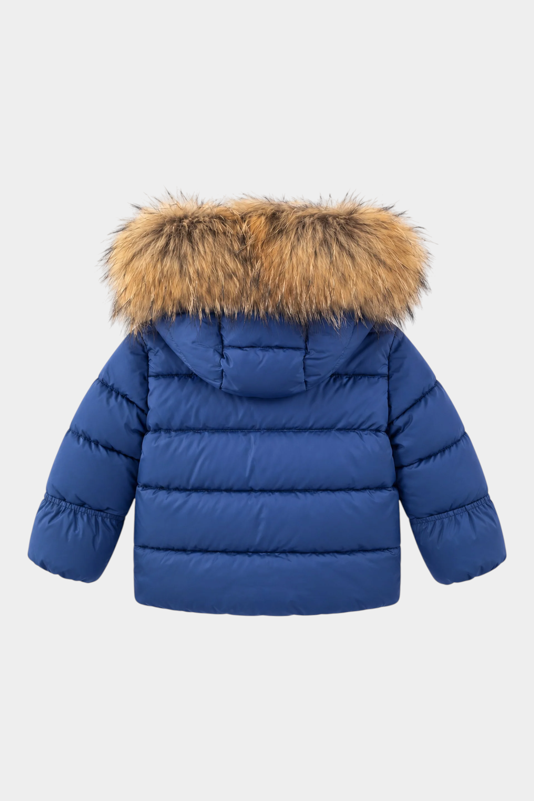 Giubbino unisex blu Blauer Amory di Follower SRL con cappuccio imbottito e bordo in pelliccia sintetica