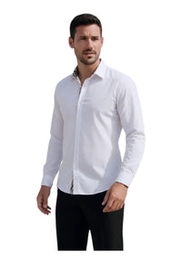 Camicia bianca a quadri tartan slim fit Uomo Yves Enzo Paris - L
