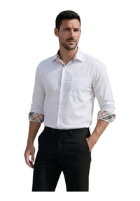 Chemise confort ajusté à carreaux blancs TARTAN Homme Yves Enzo Paris - L