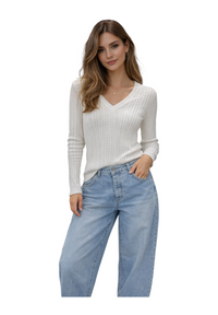 Maglione scollo a v Please Donna Bianco - unica