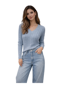 Maglione scollo a v Please Donna Celeste - unica