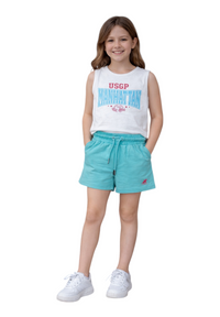Ensemble canotta et shorts Fille Turquoise US Grand Polo - 5-6 ans