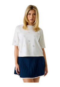 T-shirt logo strass Donna Avorio Guess Activewear - M