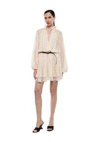 Robe courte micro motif avec ceinture Femme Ivoire Impérial - M