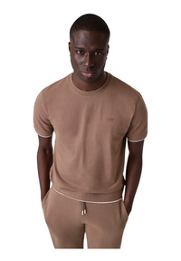 T-shirt in piquet logo mini Uomo Marrone Guess Activewear - L