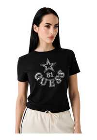 T-shirt con logo in strass Donna Nero Guess Activewear - M
