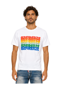 T-shirt rainbow maxi logo Uomo Bianco G2 Firenze - L