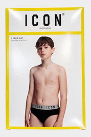 3 Pack Slip Bambino Nero ICON