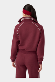 Felpa full zip Follower SRL color bordeaux con colletto a righe bianche e dettagli sportivi
