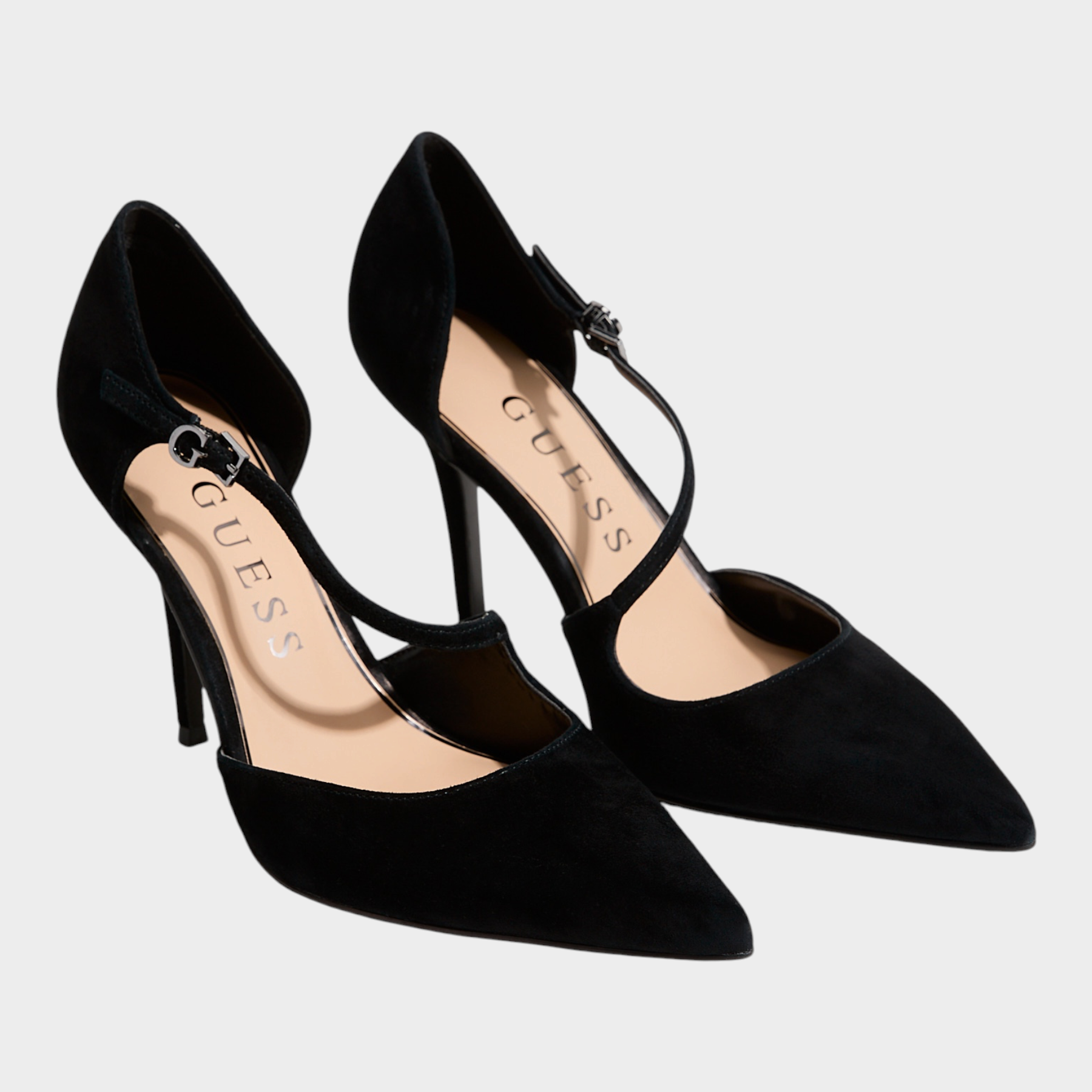 Décolleté Mary Jane Follower SRL Guess in camoscio nero con punta affusolata e tacco da 6,5 cm