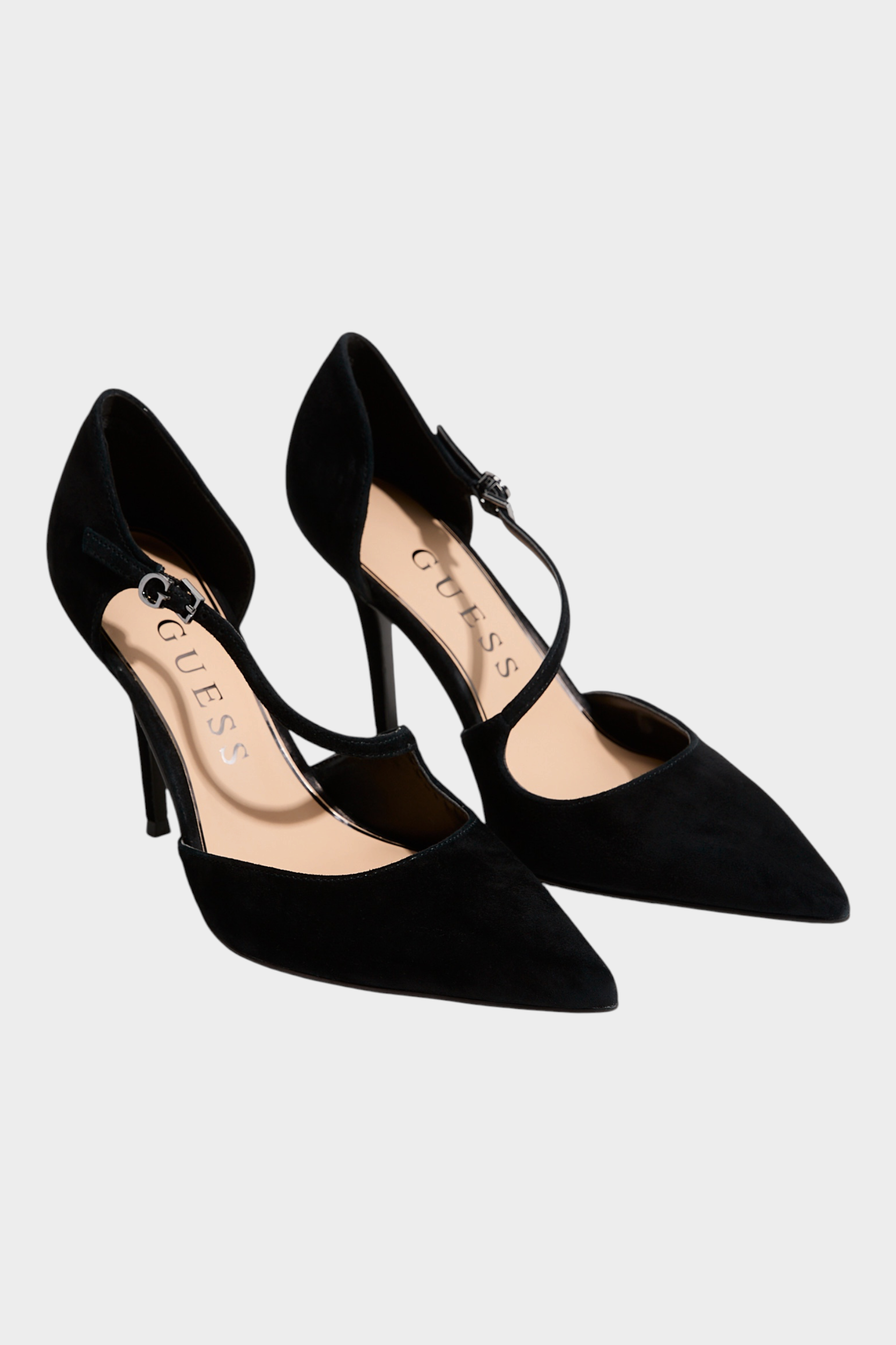 Décolleté Mary Jane Follower SRL Guess in camoscio nero con punta affusolata e tacco da 6,5 cm