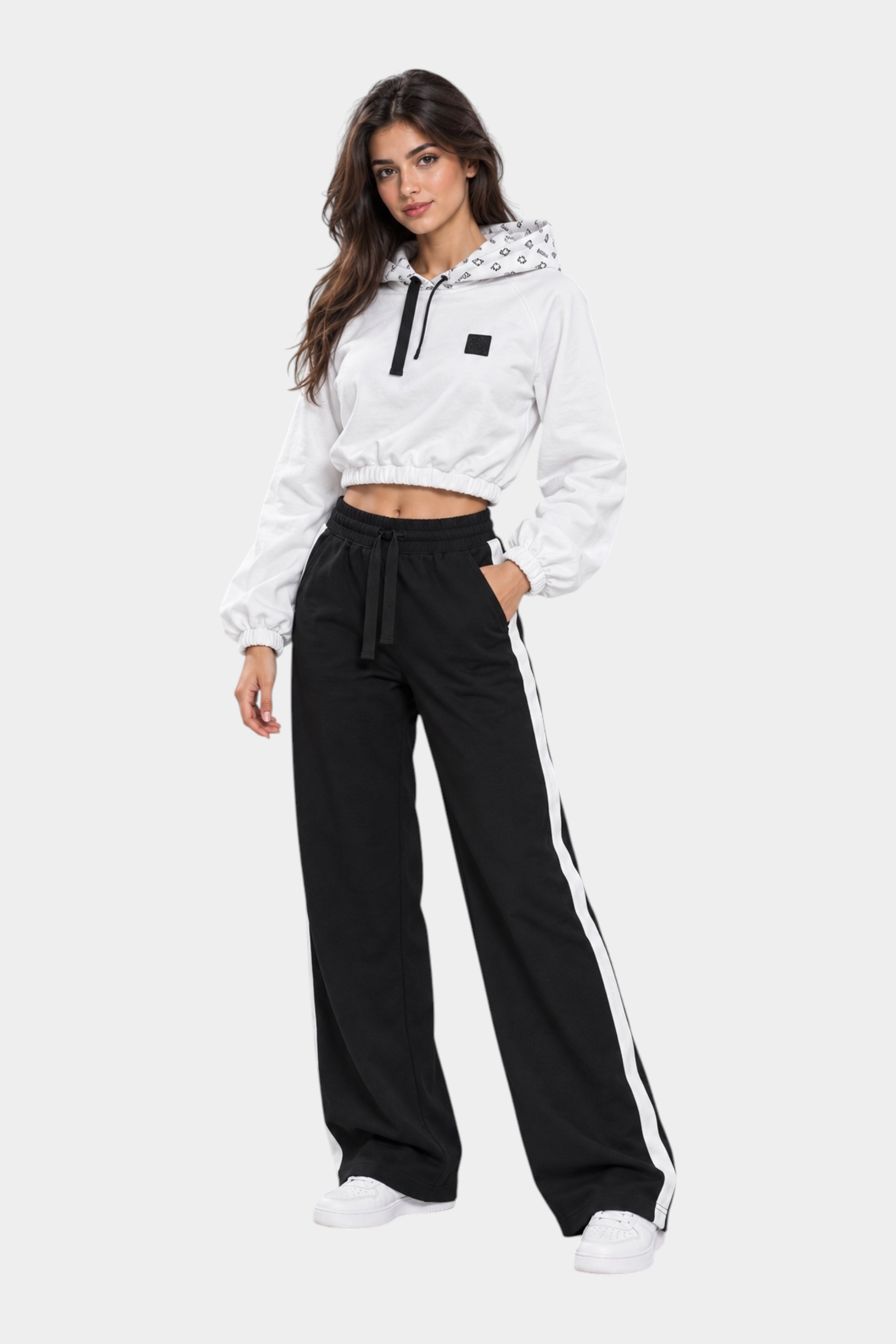Completo coordinato crop logo iconico Donna Bianco HERO