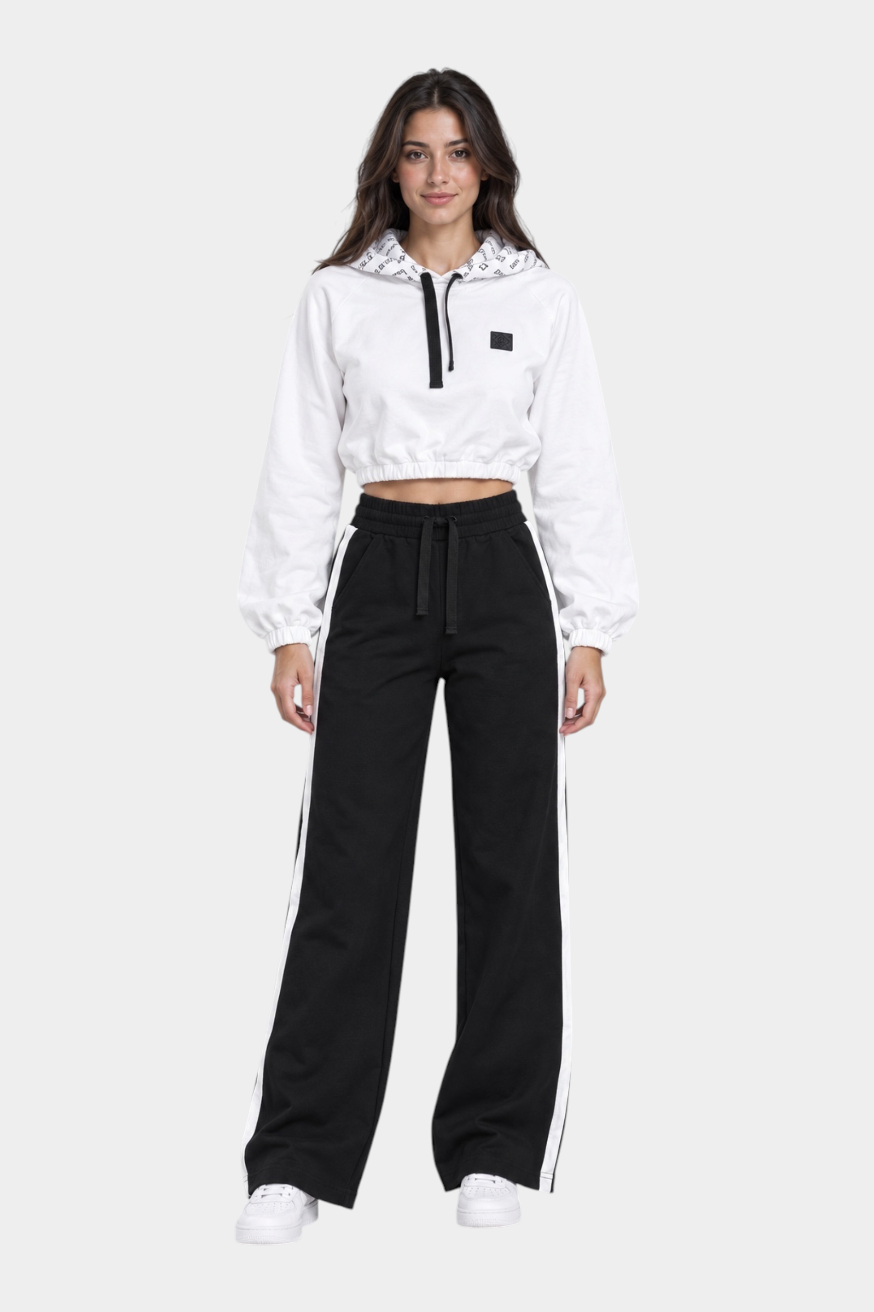 Completo coordinato crop logo iconico Donna Bianco HERO