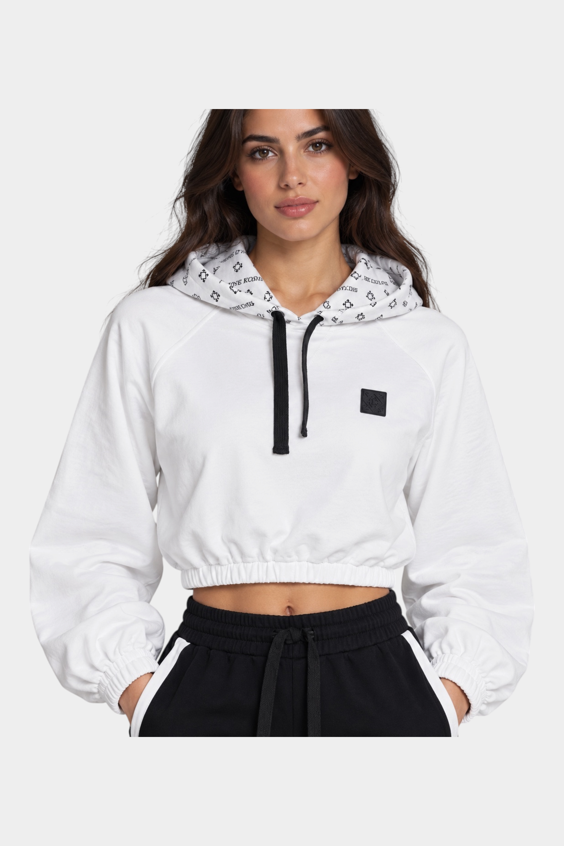 Completo coordinato crop logo iconico Donna Bianco HERO