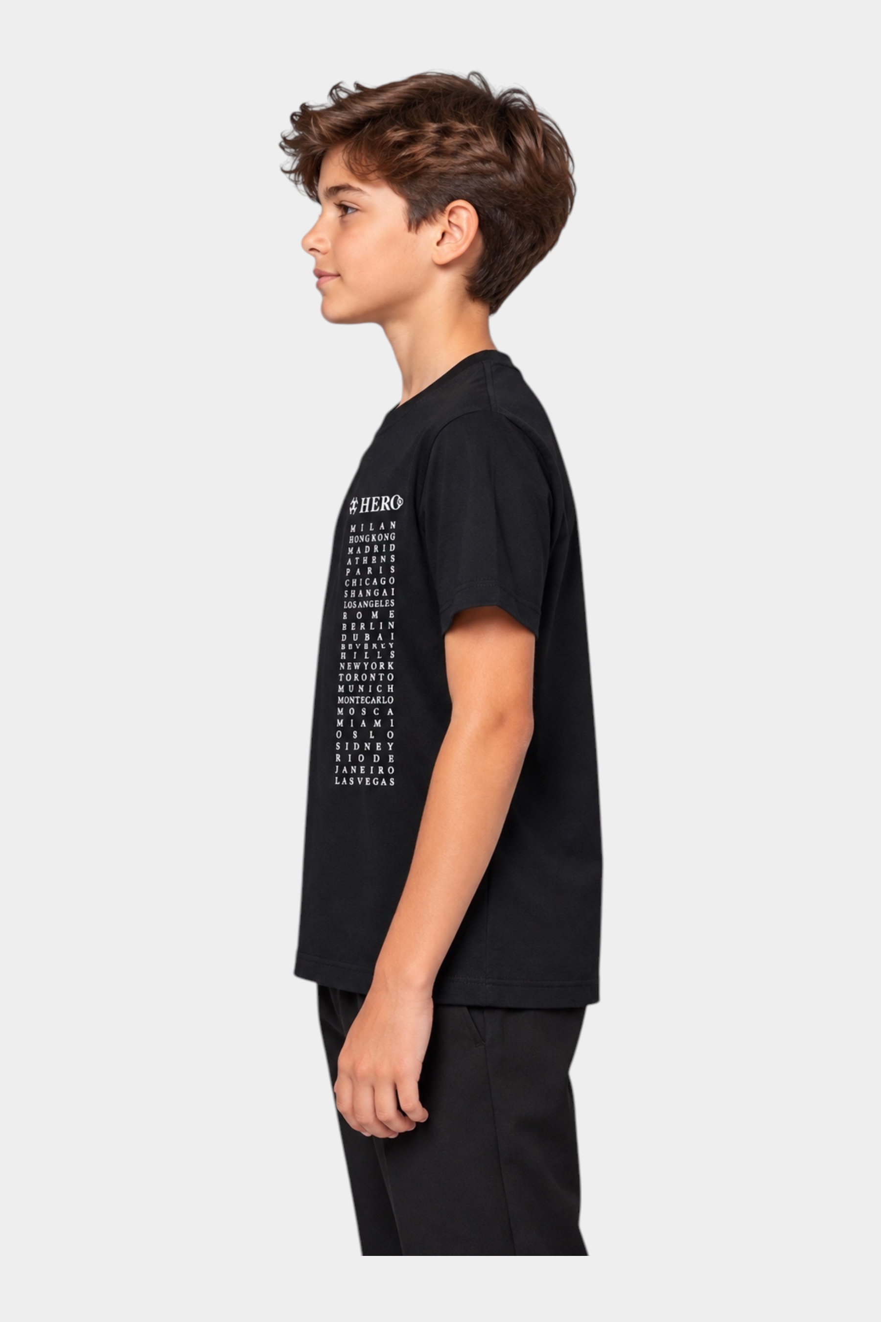 T-shirt logo iconico Bambino Nero HERO