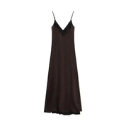 Abito lungo con spalline e pizzo scollo a v Donna Imperial - Follower SRL