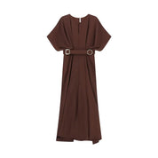 Abito lungo elegante con cintura in vita e spacco laterale Donna Imperial Imperial