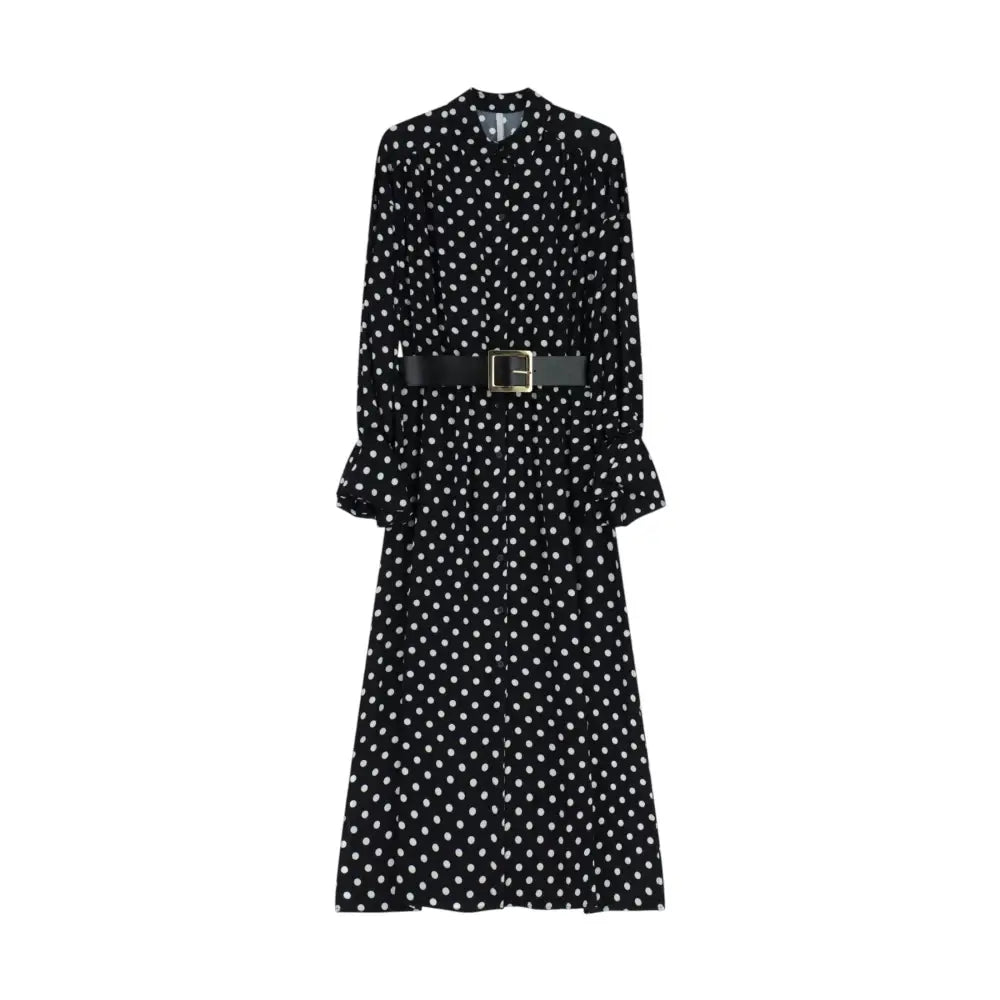 Abito midi a pois con cintura e maniche volant Donna Imperial Imperial