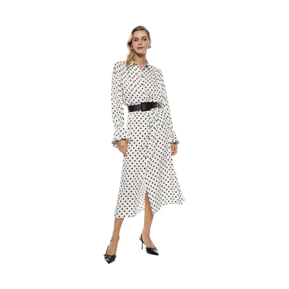 Abito midi a pois con cintura e maniche volant Donna Imperial Imperial