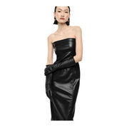 Abito midi senza spalline con scollo dritto donna nero imperial - abiti