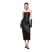 Abito midi senza spalline con scollo dritto donna nero imperial - abiti