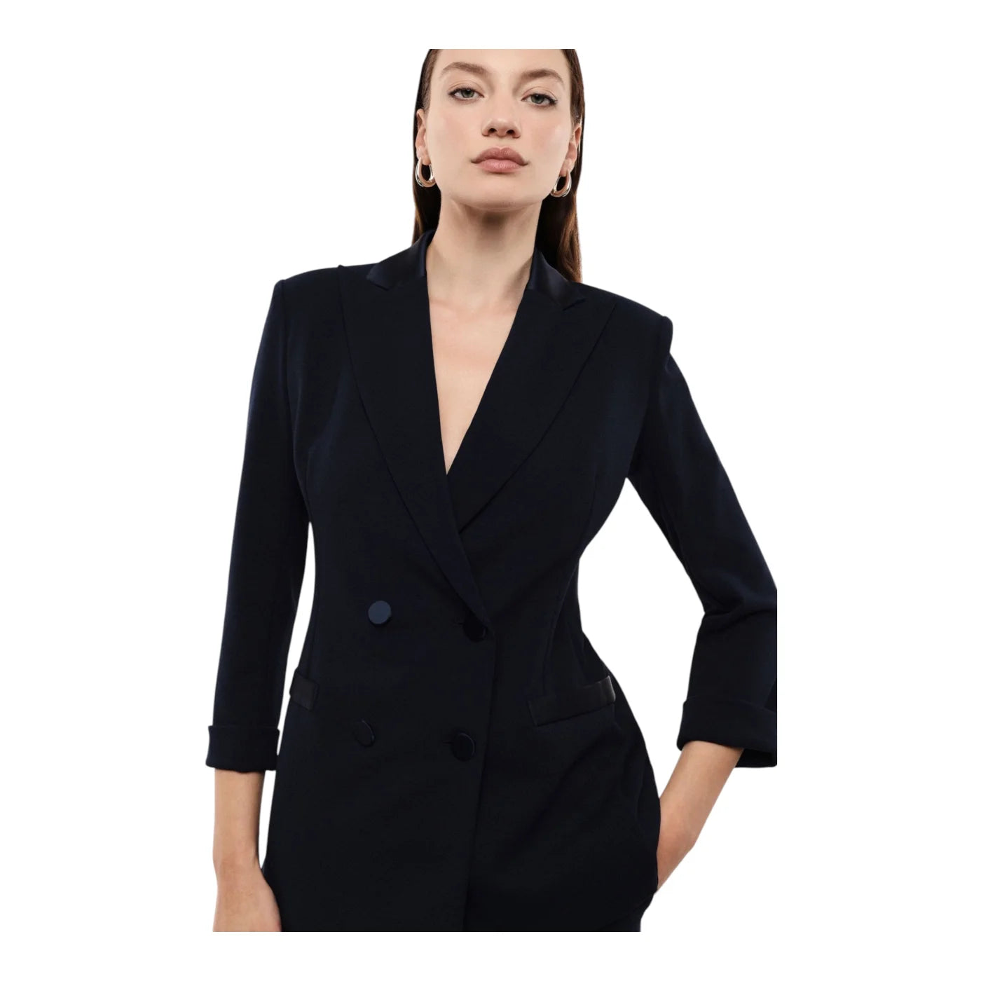 Blazer doppiopetto con maniche tre quarti donna blu imperial