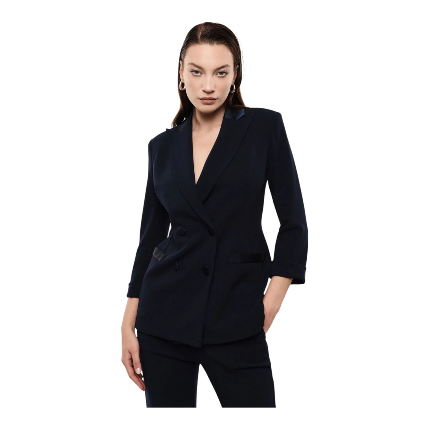 Blazer doppiopetto con maniche tre quarti donna blu imperial
