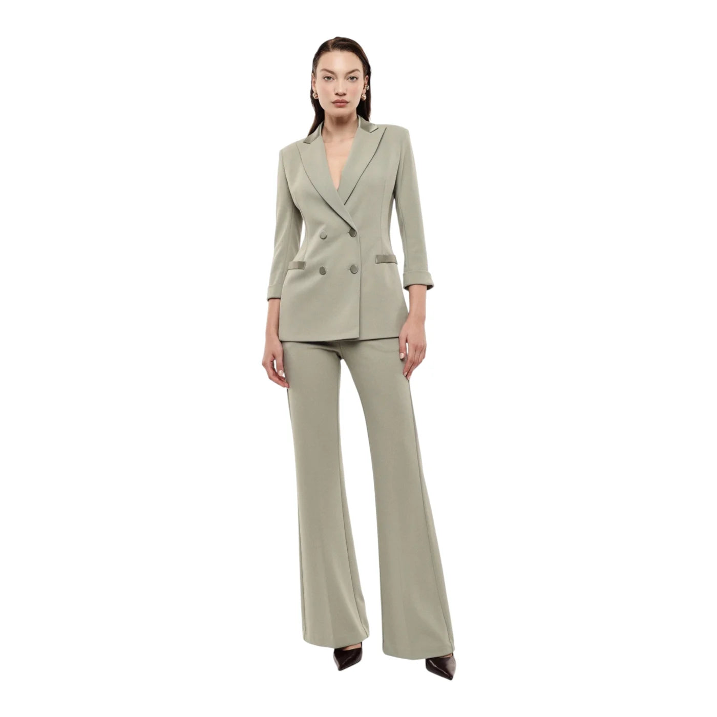 Blazer doppiopetto con maniche tre quarti donna verde imperial