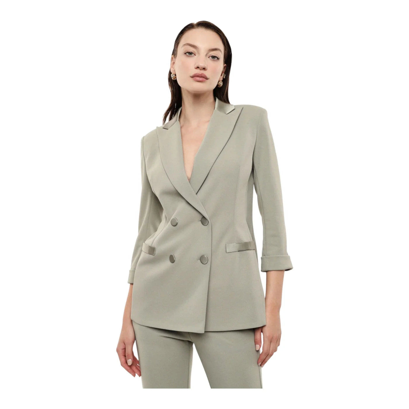 Blazer doppiopetto con maniche tre quarti donna verde imperial