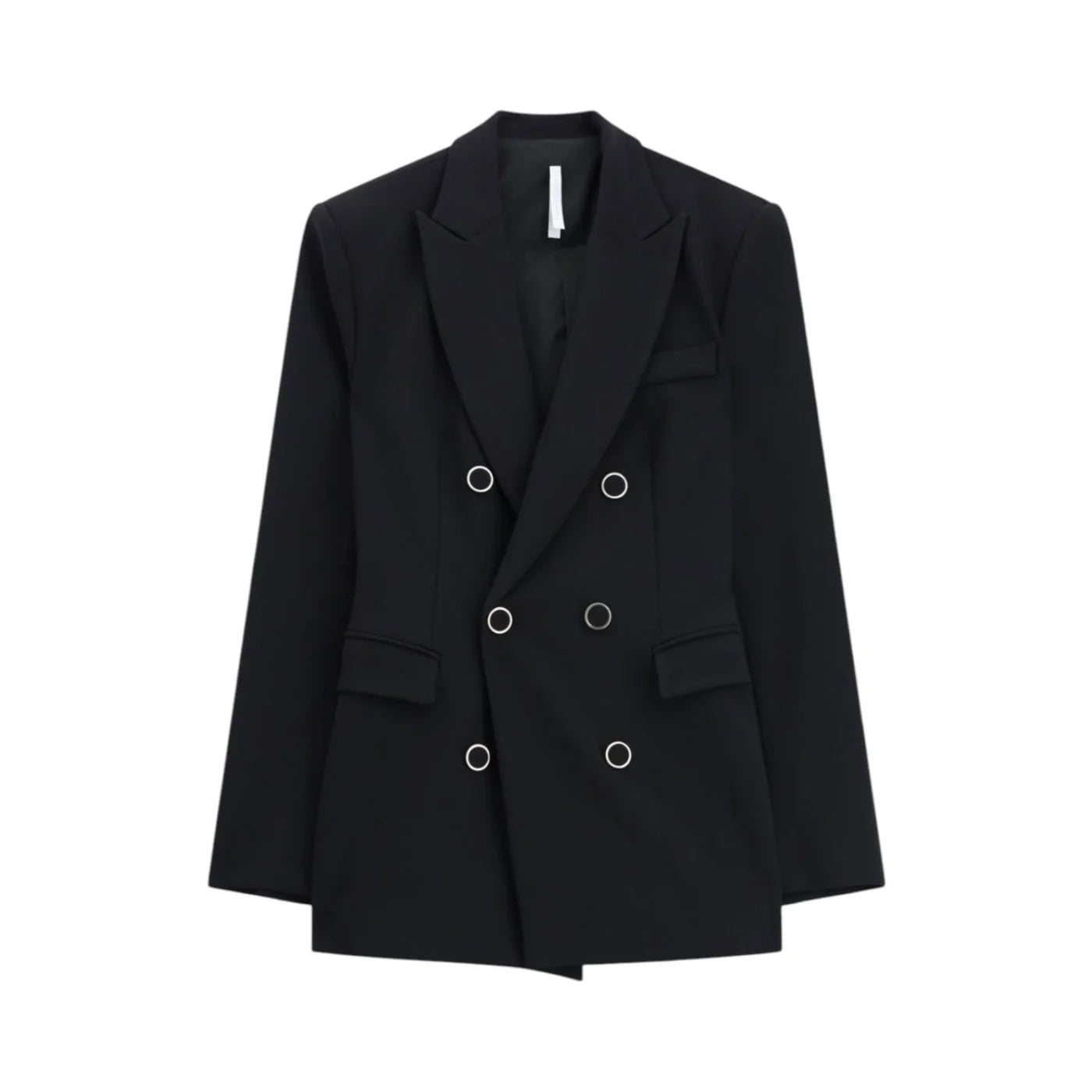 Blazer doppiopetto con tasche a pattina donna nero imperial