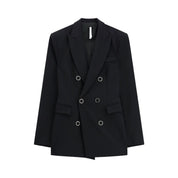Blazer doppiopetto con tasche a pattina donna nero imperial