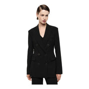 Blazer doppiopetto con tasche a pattina donna nero imperial