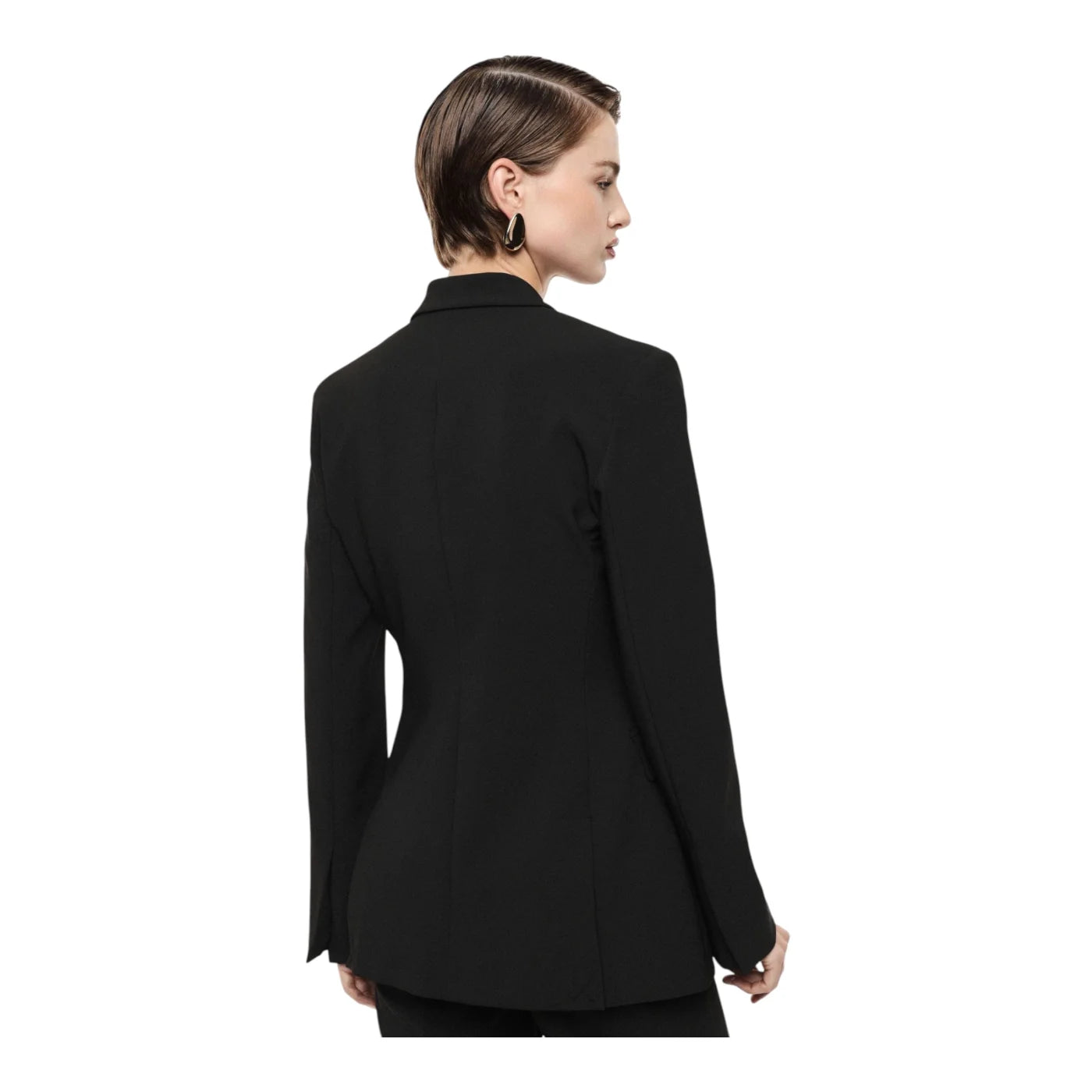 Blazer doppiopetto con tasche a pattina donna nero imperial