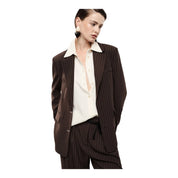 Blazer gessato regular-fit con tasche a filetto donna marrone imperial