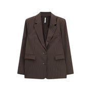 Blazer gessato regular-fit con tasche a filetto donna marrone imperial
