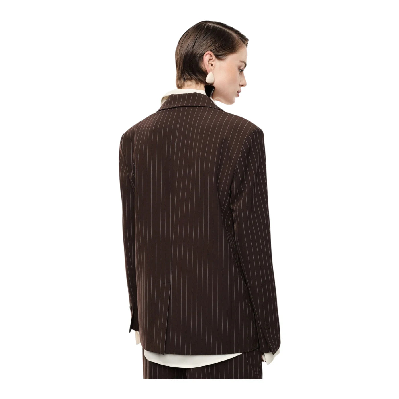 Blazer gessato regular-fit con tasche a filetto donna marrone imperial