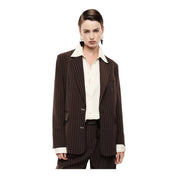 Blazer gessato regular-fit con tasche a filetto donna marrone imperial