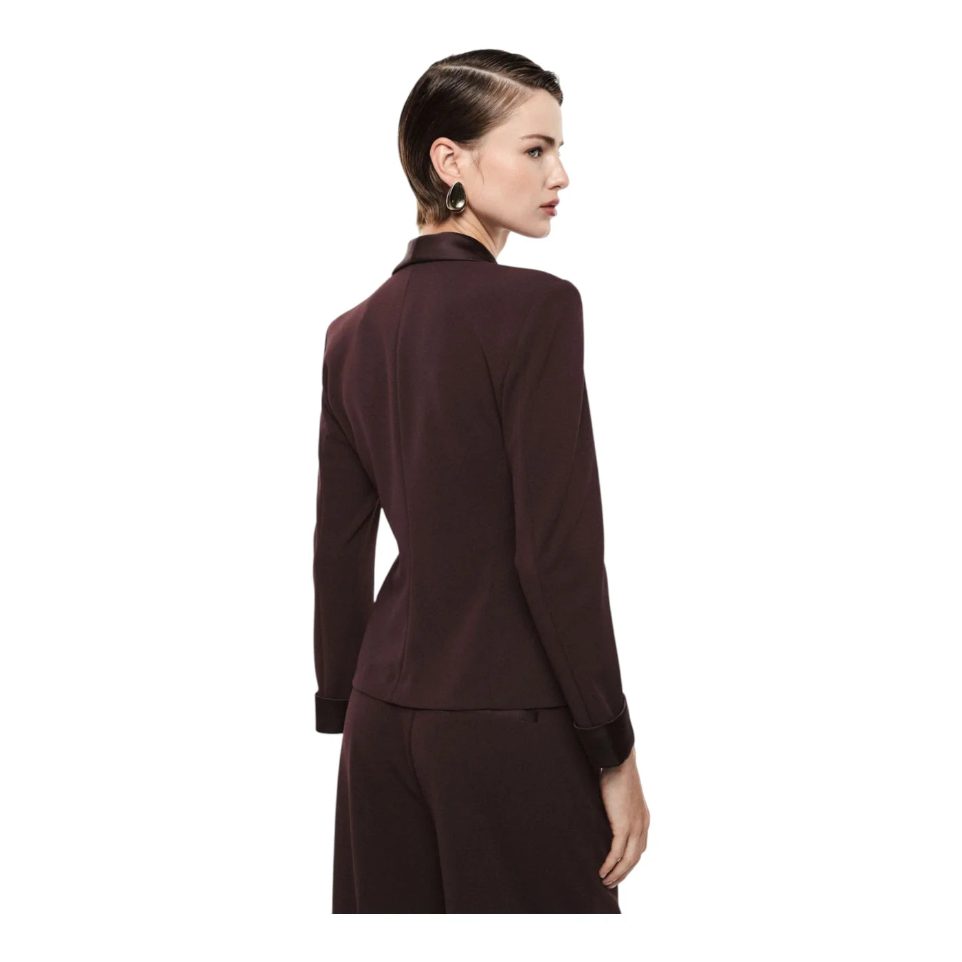 Blazer monopetto con revers a scialle e tasche donna bordeaux imperial