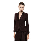 Blazer monopetto con revers a scialle e tasche donna bordeaux imperial
