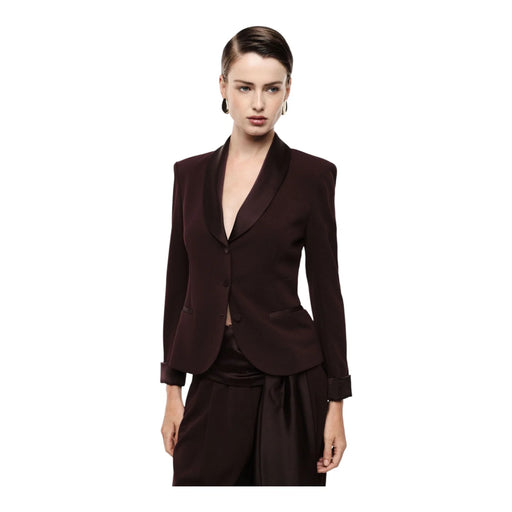 Blazer monopetto con revers a scialle e tasche donna bordeaux imperial