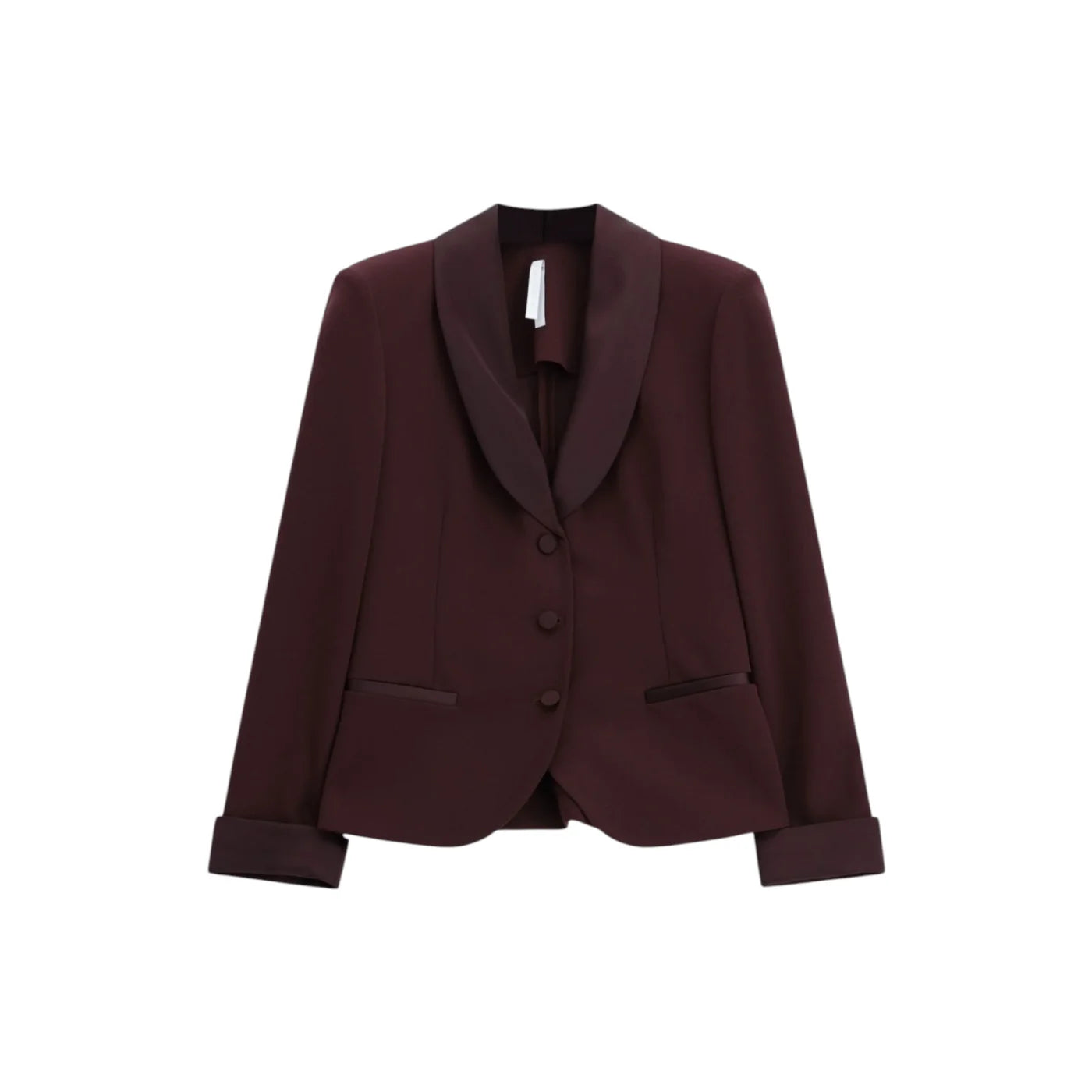Blazer monopetto con revers a scialle e tasche donna bordeaux imperial