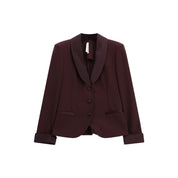 Blazer monopetto con revers a scialle e tasche donna bordeaux imperial
