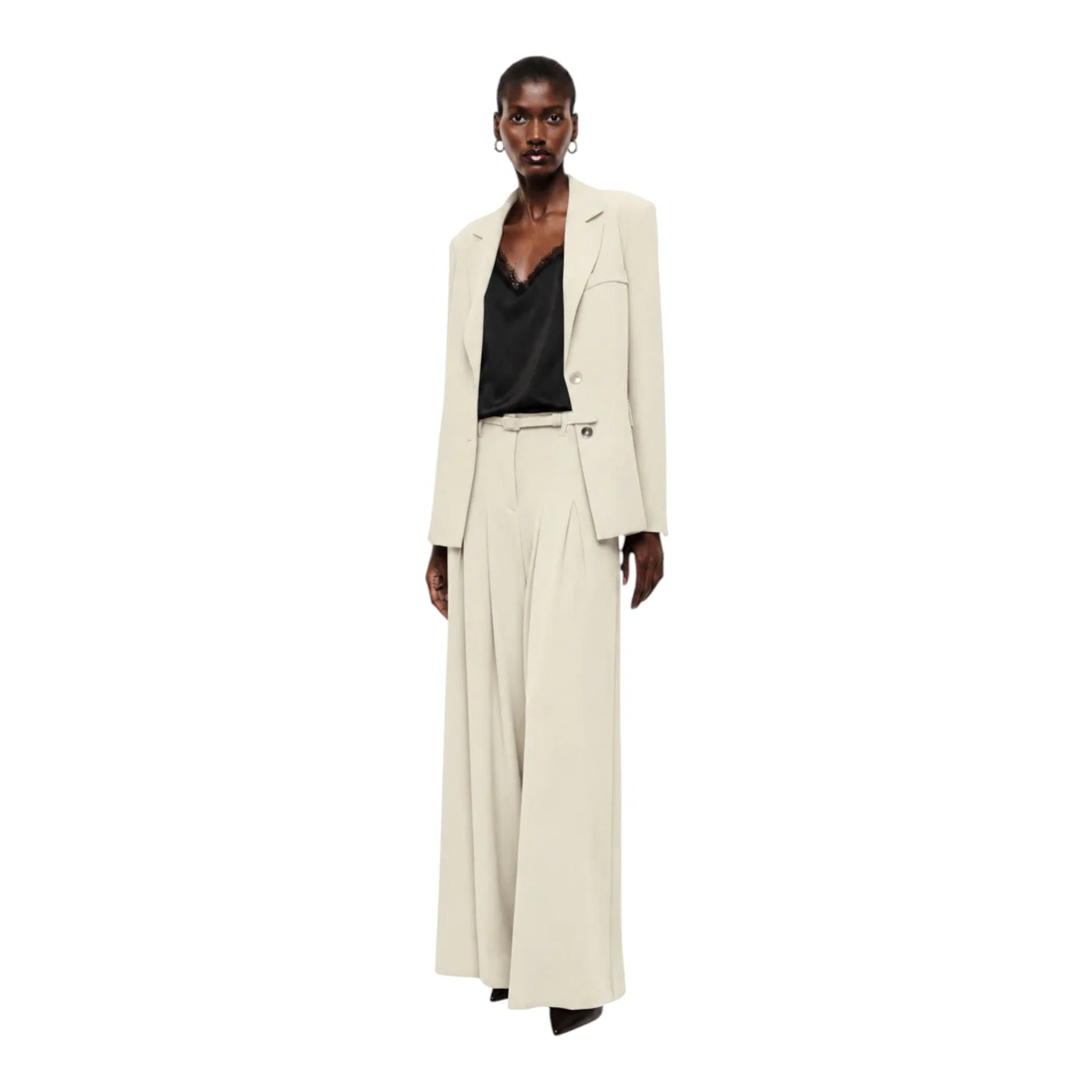Blazer monopetto con tasche a patta laterali donna avorio imperial
