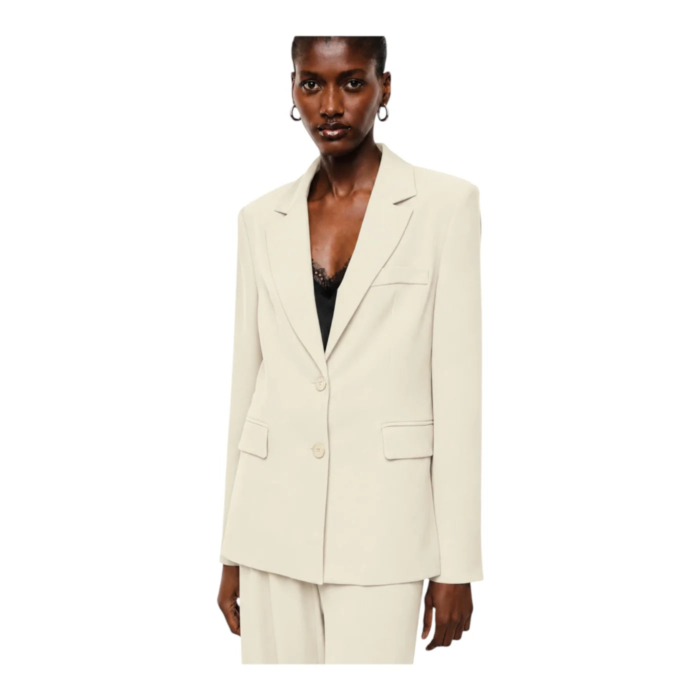 Blazer monopetto con tasche a patta laterali donna avorio imperial