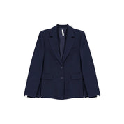 Blazer monopetto con tasche a patta laterali donna blu imperial